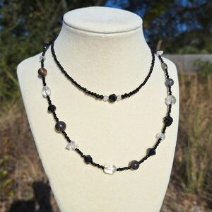 Mixed Gemstone & Vintage Glass Necklace  ~ Artisan Jewelry